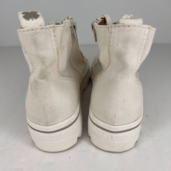 Lucky Brand Womens Eisley White Hi Top Comfort Lace Up Canvas Size 8 M Sneakers - Picture 5 of 9